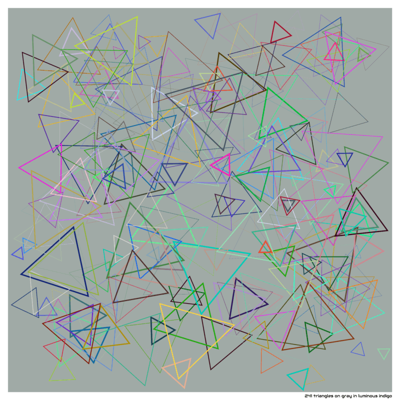 241 triangles on gray in luminous indigo