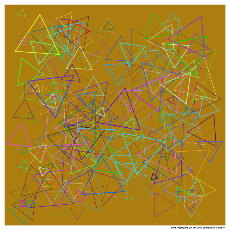 244 triangles on ink and crimson in rebirth