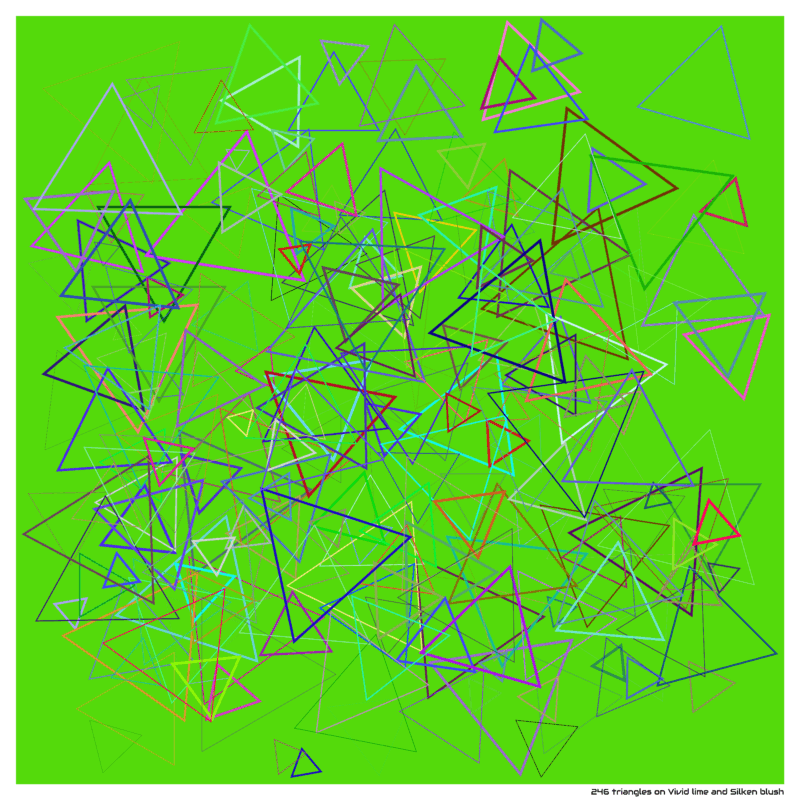 246 triangles on Vivid lime and Silken blush