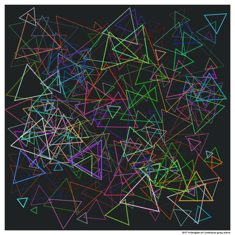 247 triangles on luminous gray wave