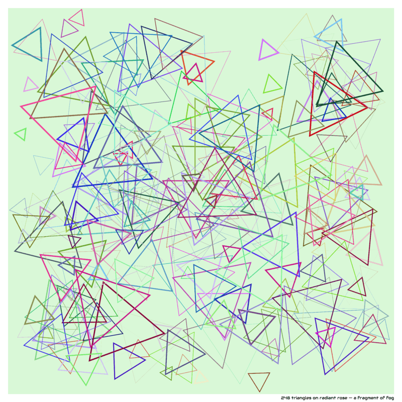 248 triangles on radiant rose — a fragment of fog
