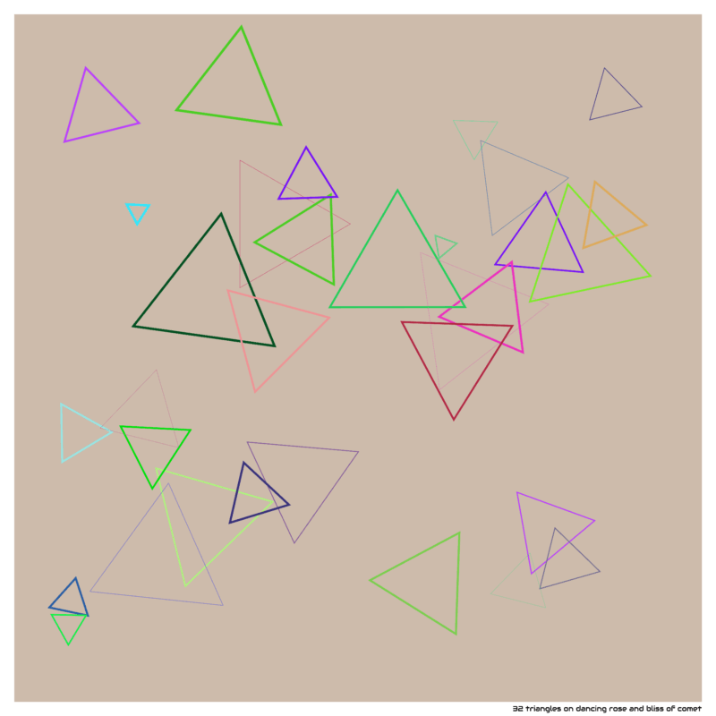 32 triangles on dancing rose and bliss of comet