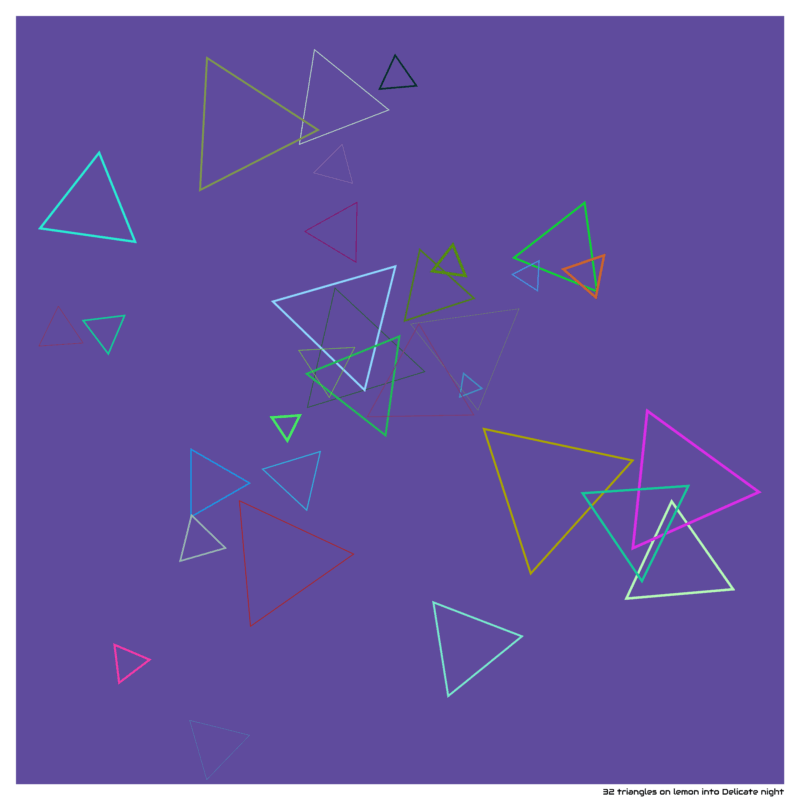 32 triangles on lemon into Delicate night