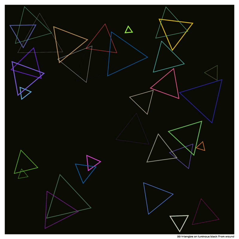 33 triangles on luminous black from wound