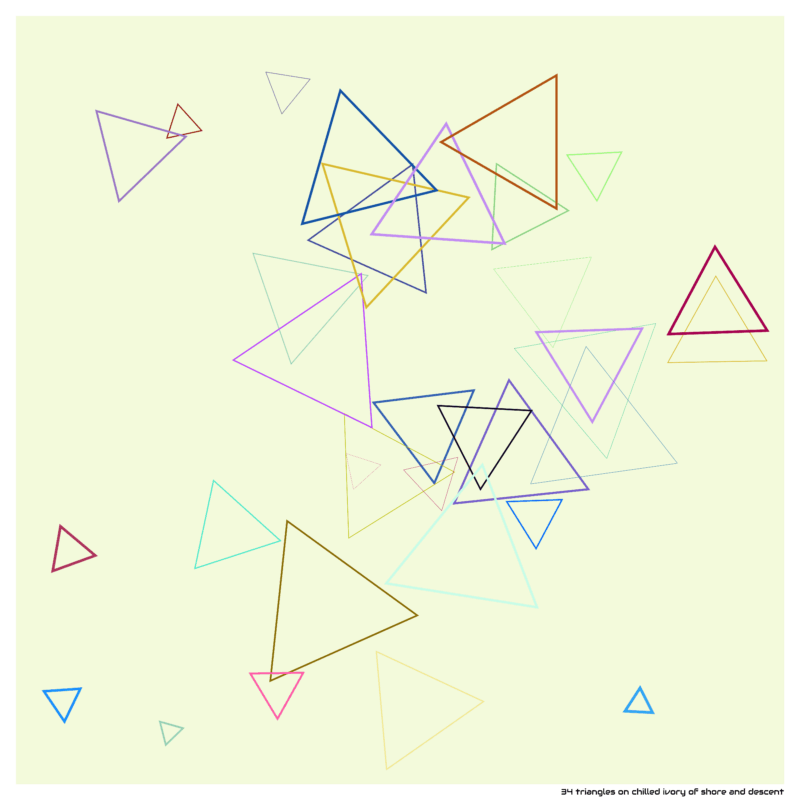 34 triangles on chilled ivory of shore and descent