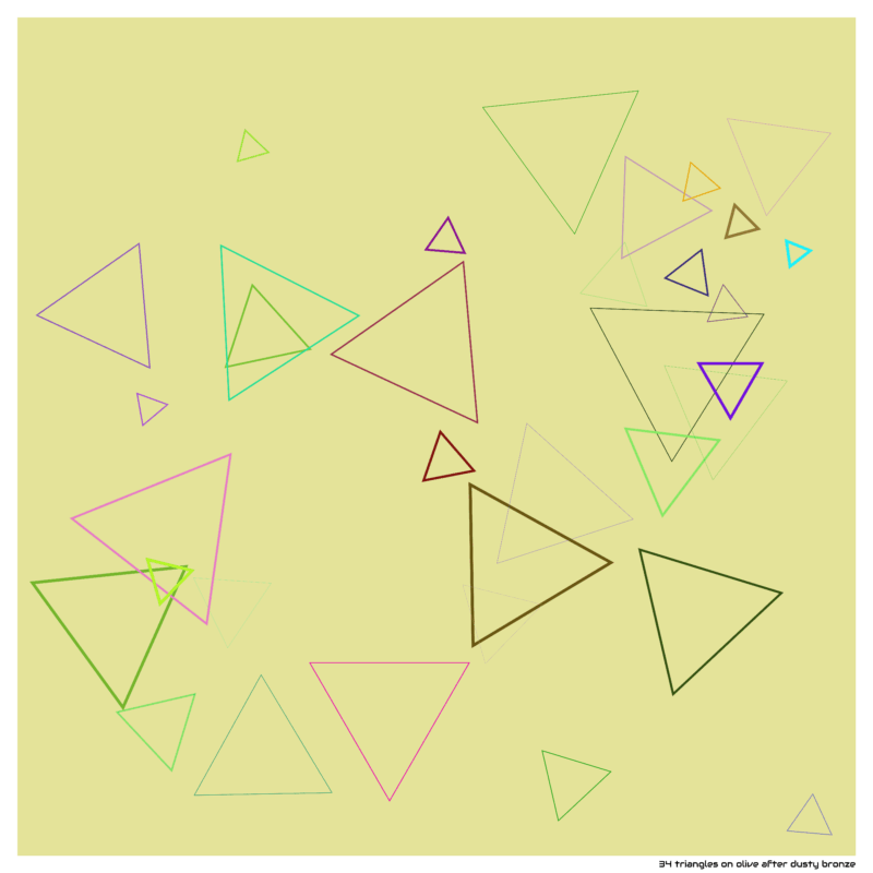 34 triangles on olive after dusty bronze