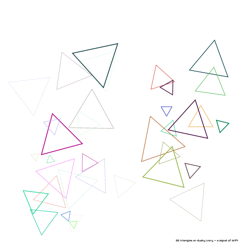 35 triangles on dusky ivory — a signal of drift