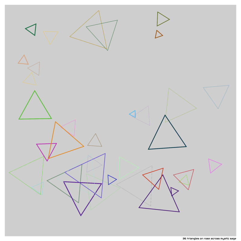 36 triangles on rose across mystic sage