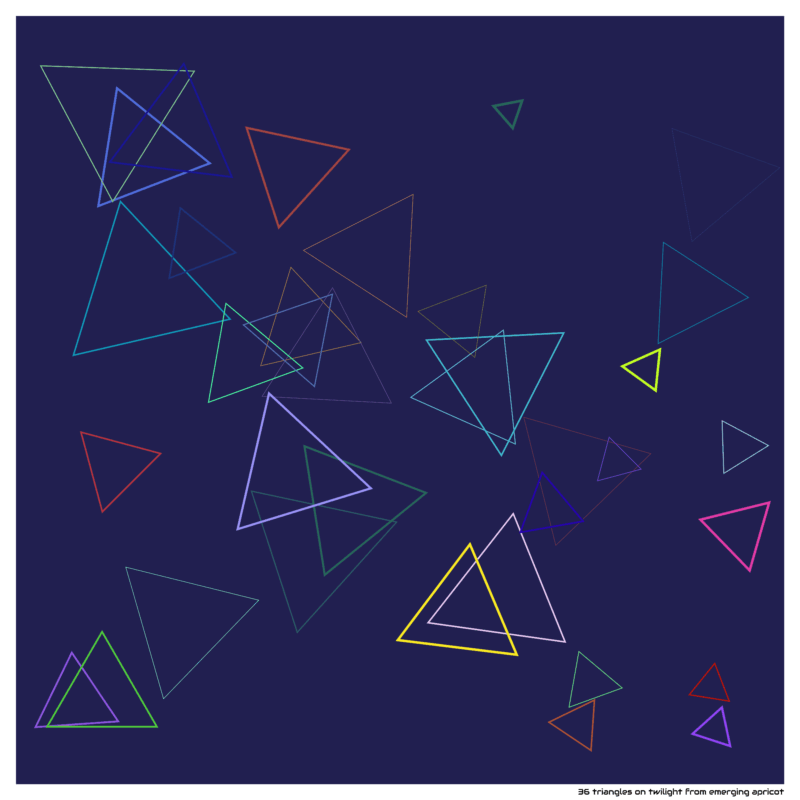 36 triangles on twilight from emerging apricot