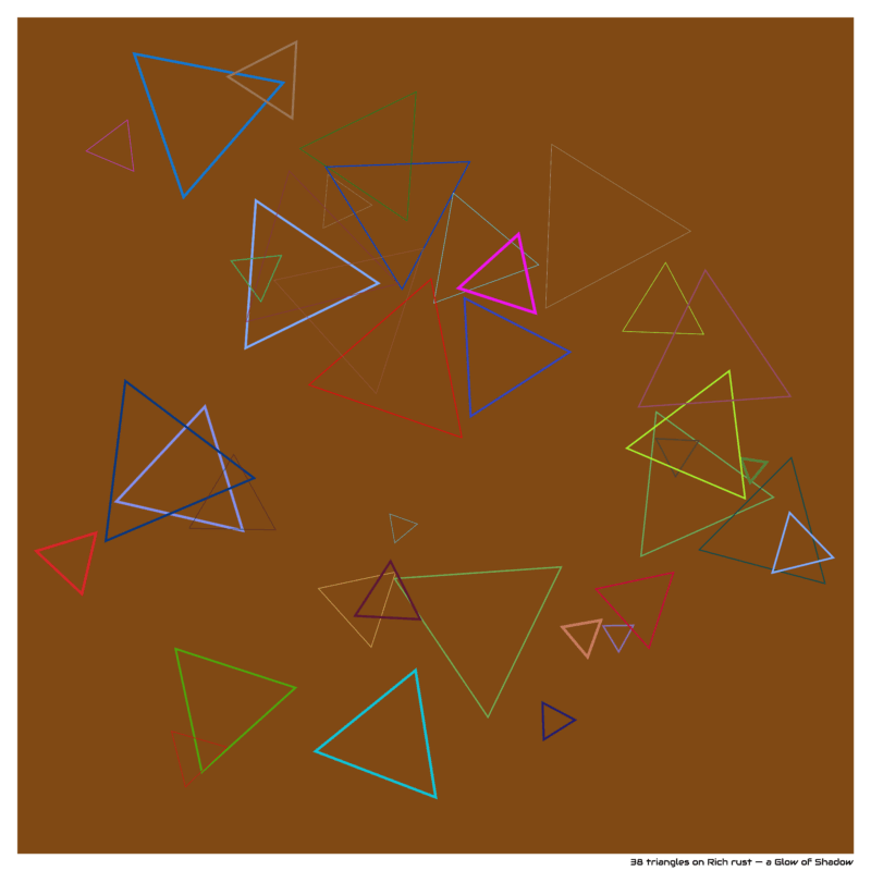 38 triangles on Rich rust — a Glow of Shadow