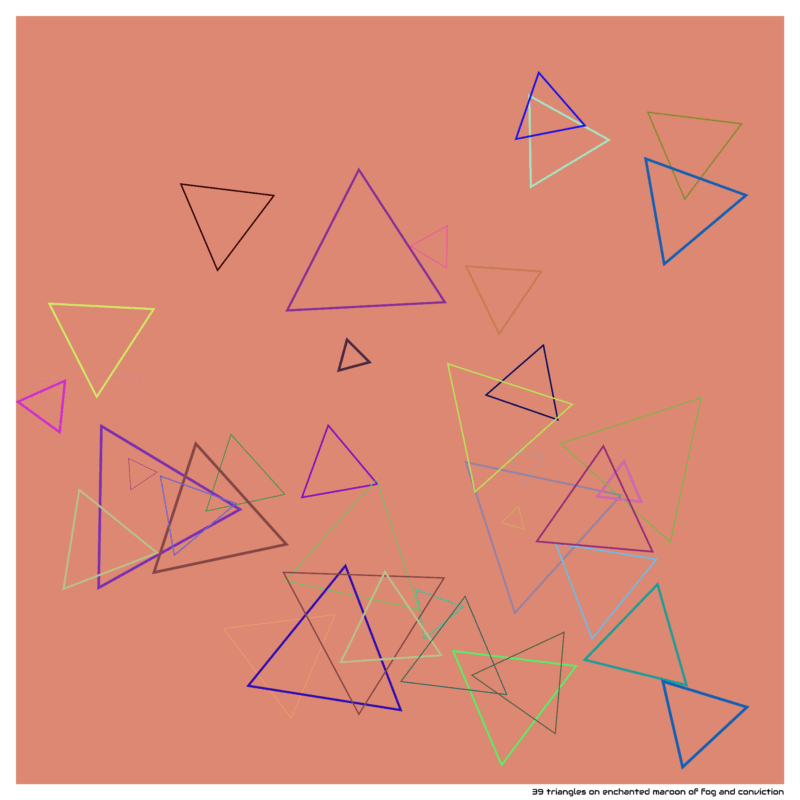 39 triangles on enchanted maroon of fog and conviction