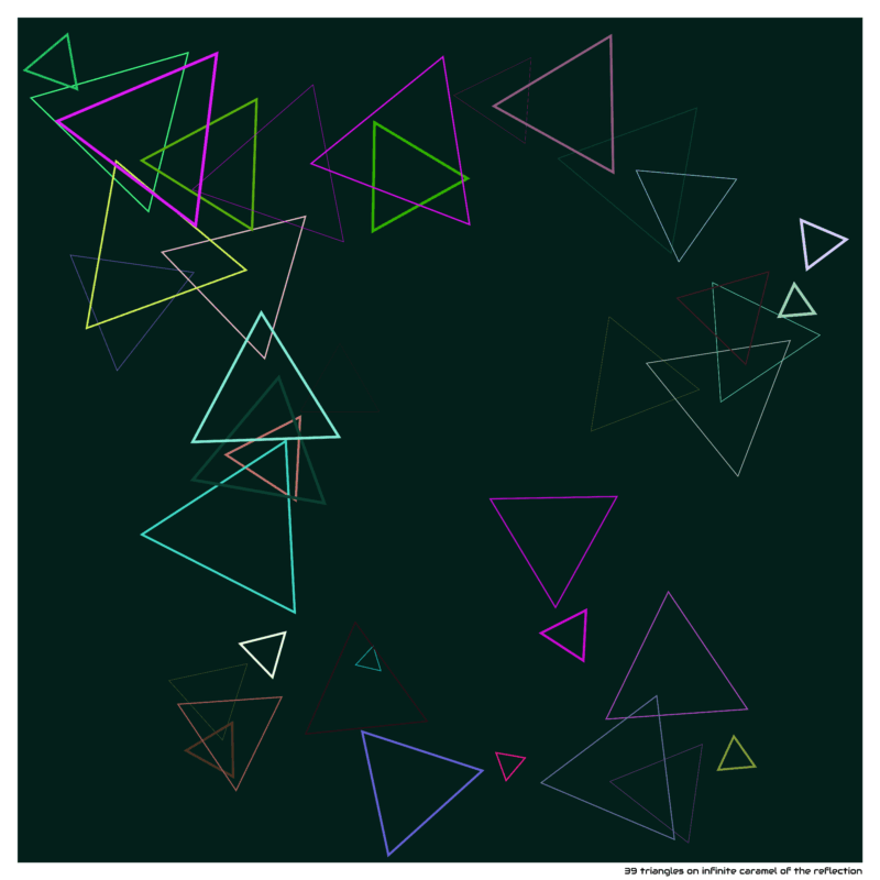 39 triangles on infinite caramel of the reflection