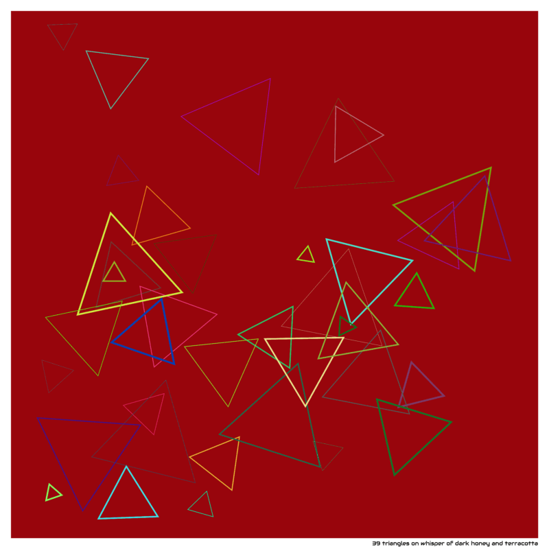 39 triangles on whisper of dark honey and terracotta