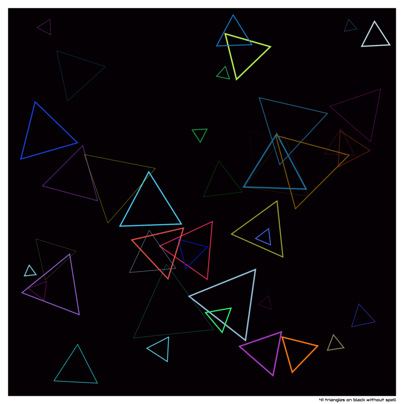 41 triangles on black without spell