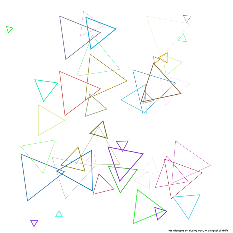 43 triangles on dusky ivory — a signal of drift