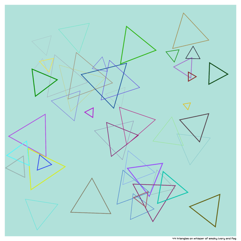 44 triangles on whisper of smoky ivory and fog
