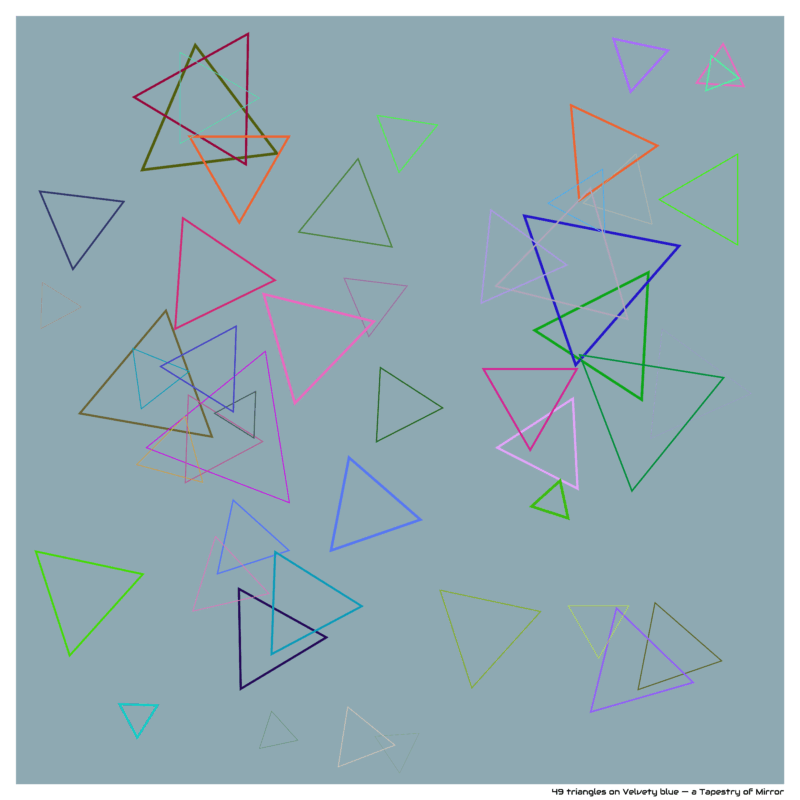 49 triangles on Velvety blue — a Tapestry of Mirror