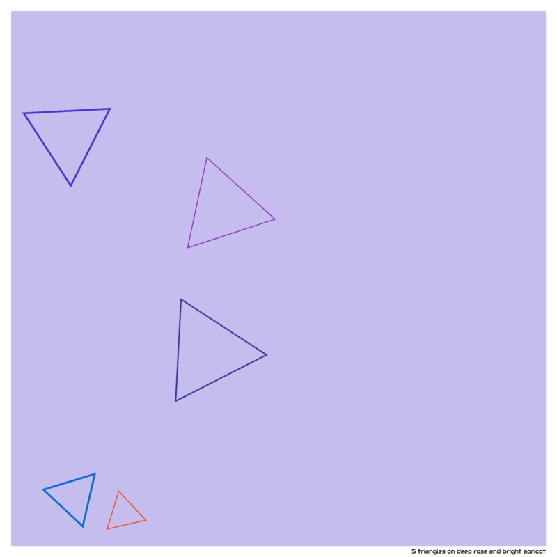 5 triangles on deep rose and bright apricot