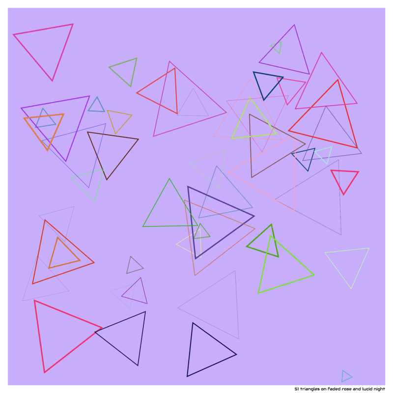 51 triangles on faded rose and lucid night