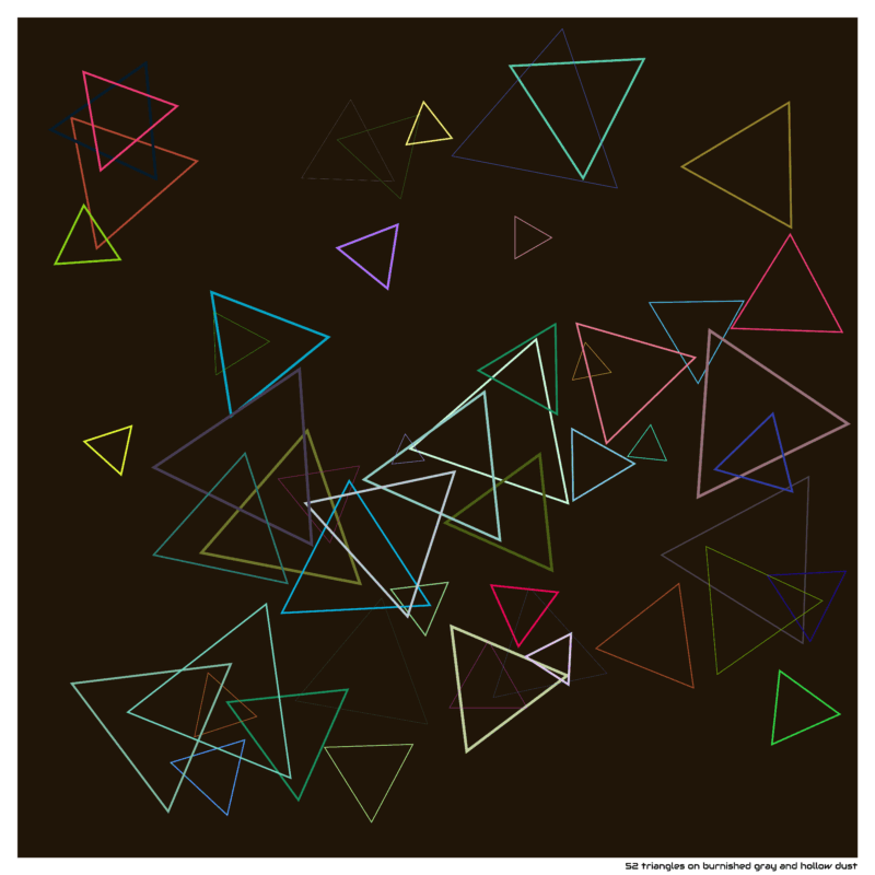 52 triangles on burnished gray and hollow dust