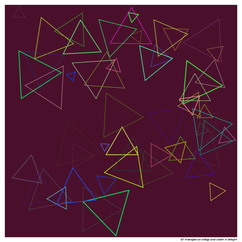 57 triangles on indigo and violet in delight