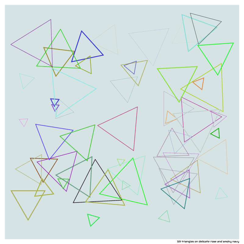 59 triangles on delicate rose and smoky navy