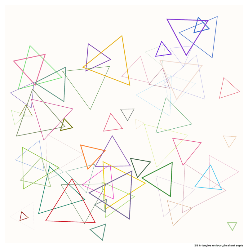 59 triangles on ivory in silent sepia