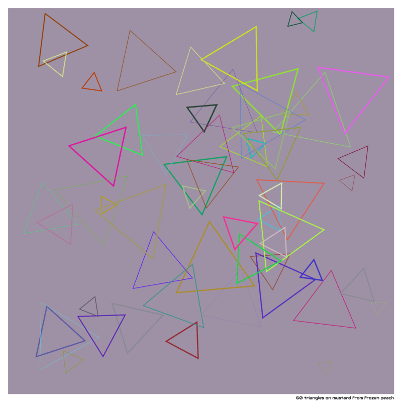 60 triangles on mustard from frozen peach