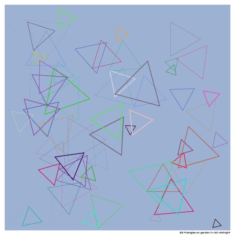 63 triangles on garden in rich midnight