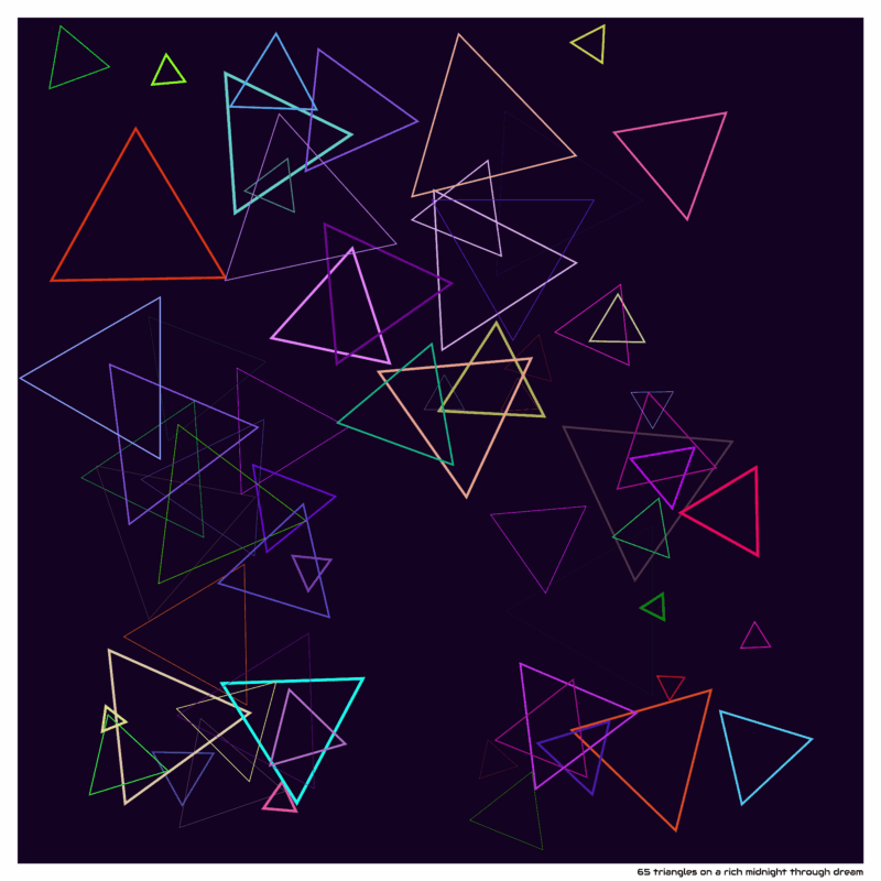 65 triangles on a rich midnight through dream