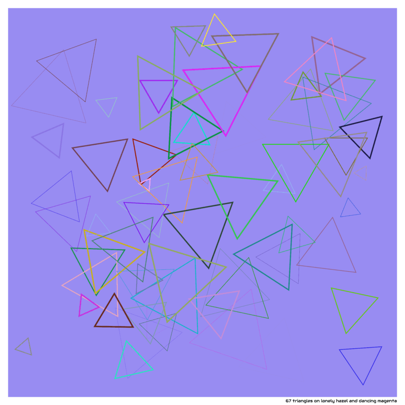 67 triangles on lonely hazel and dancing magenta