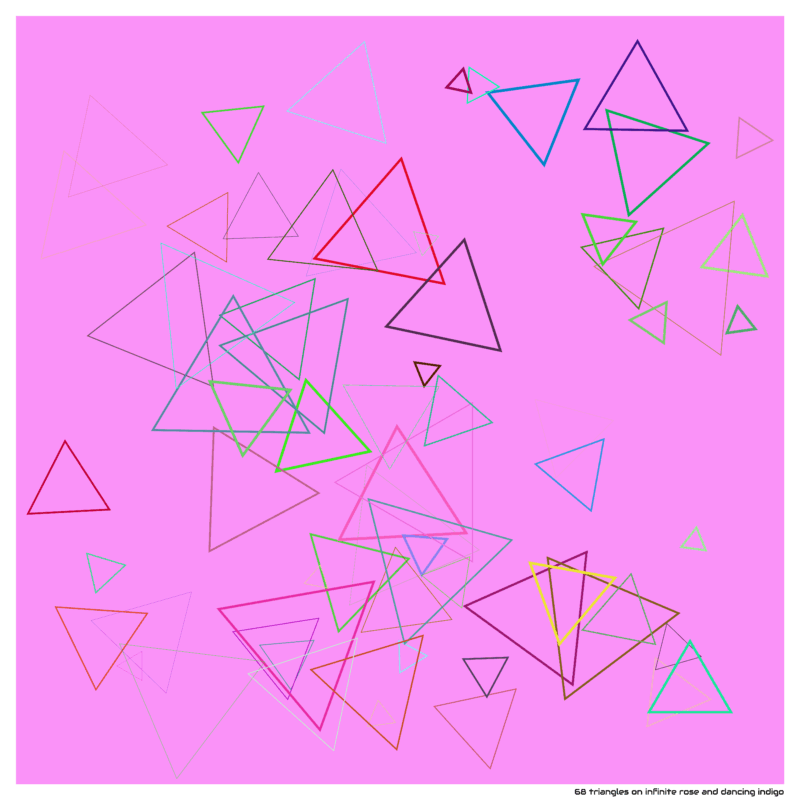 68 triangles on infinite rose and dancing indigo
