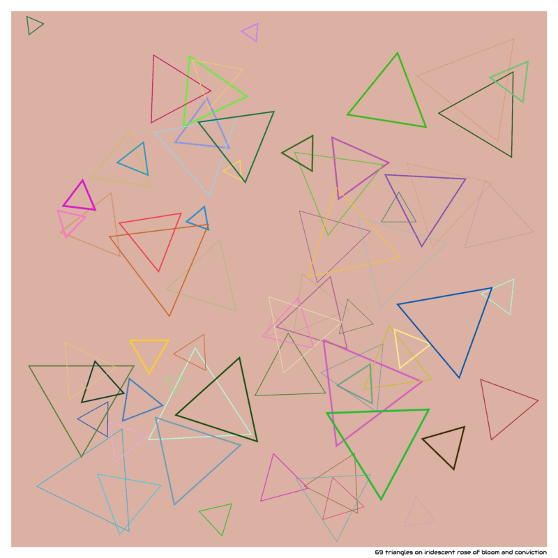 69 triangles on iridescent rose of bloom and conviction