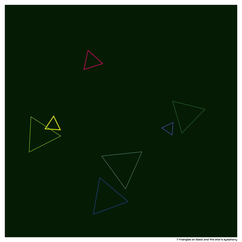 7 triangles on black and the star’s symphony