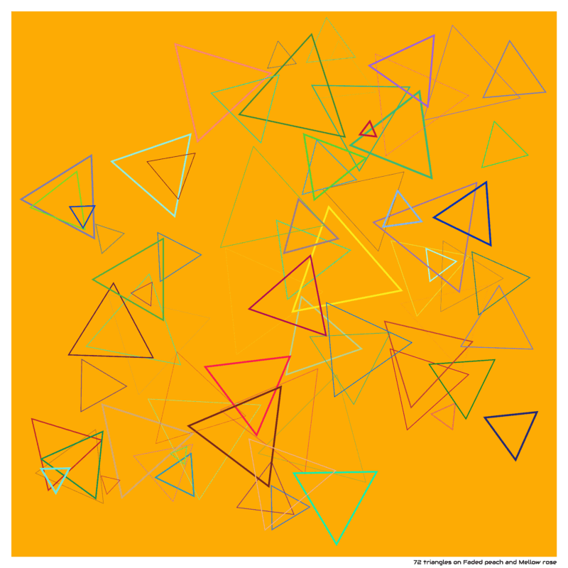 72 triangles on Faded peach and Mellow rose
