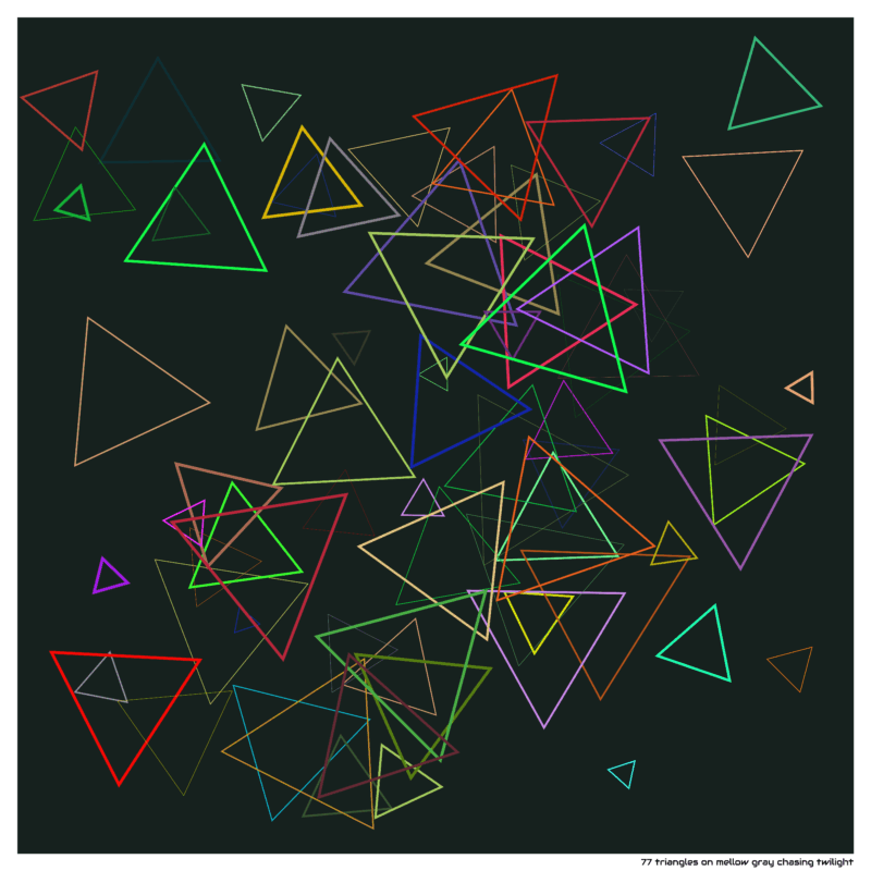 77 triangles on mellow gray chasing twilight