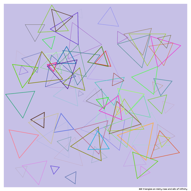 80 triangles on misty rose and silk of infinity