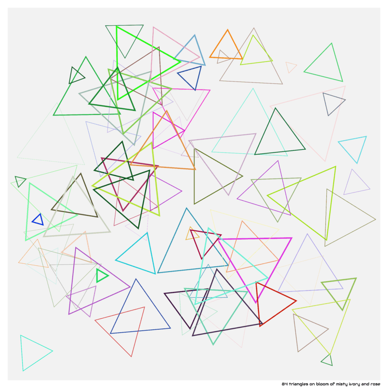 84 triangles on bloom of misty ivory and rose