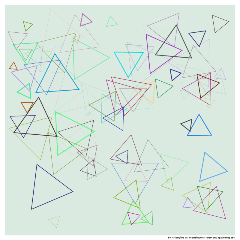84 triangles on translucent rose and gleaming ash