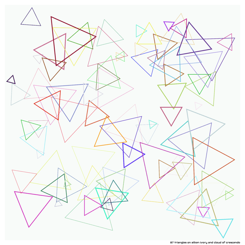 87 triangles on silken ivory and cloud of crescendo