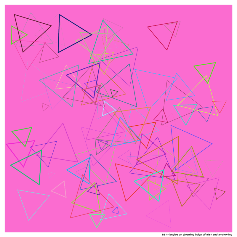 88 triangles on gleaming beige of mist and awakening