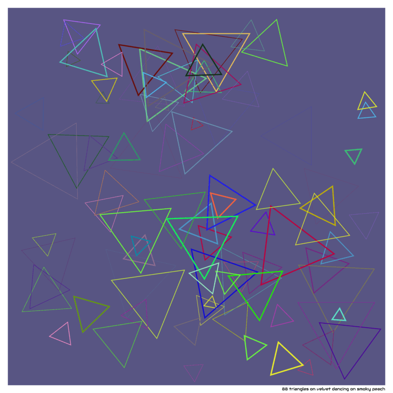 88 triangles on velvet dancing on smoky peach