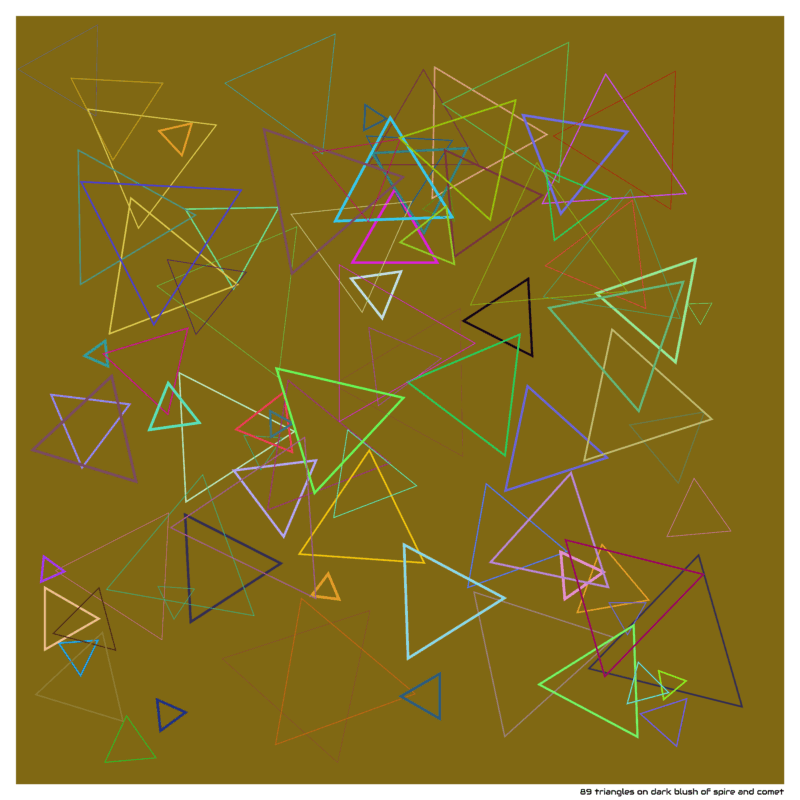 89 triangles on dark blush of spire and comet
