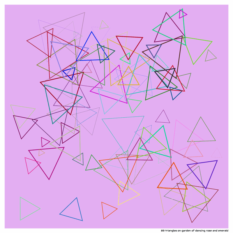 89 triangles on garden of dancing rose and emerald