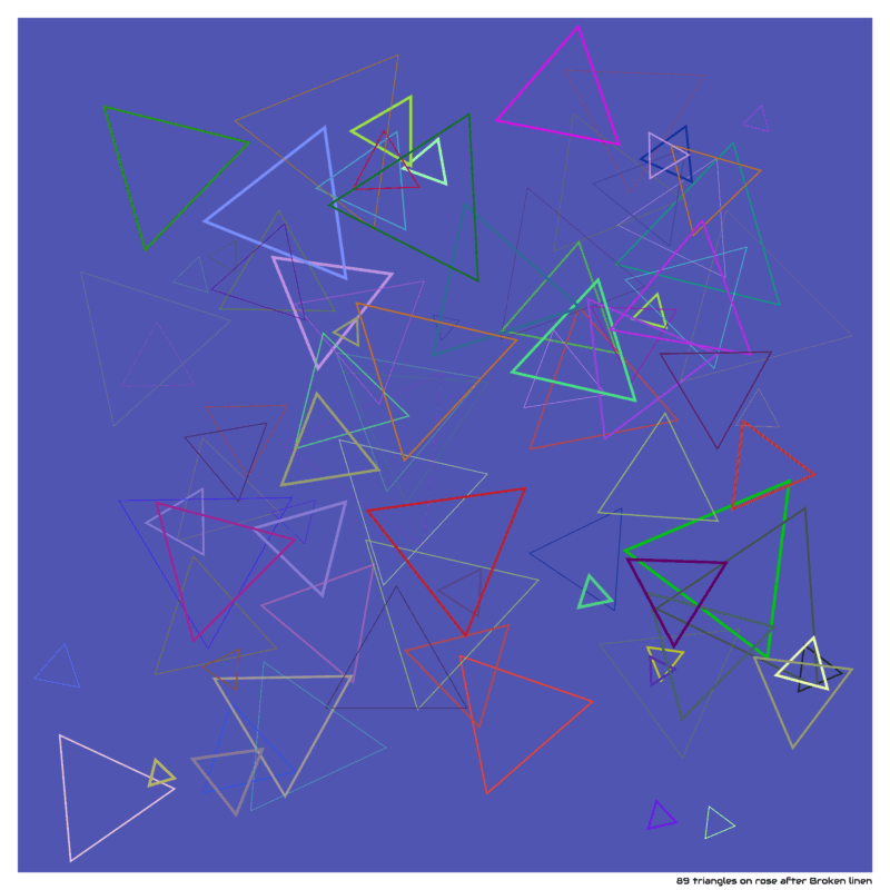 89 triangles on rose after Broken linen