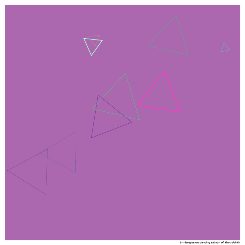 9 triangles on dancing salmon of the rebirth