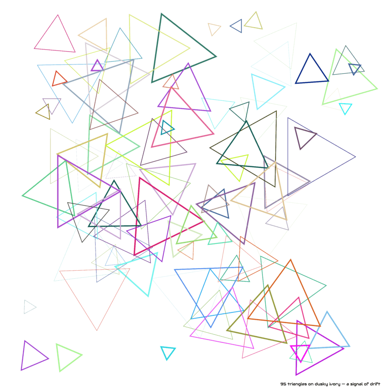 95 triangles on dusky ivory — a signal of drift