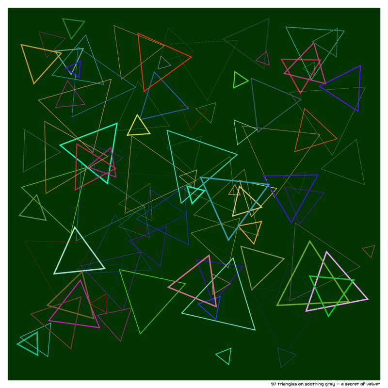 97 triangles on soothing grey — a secret of velvet