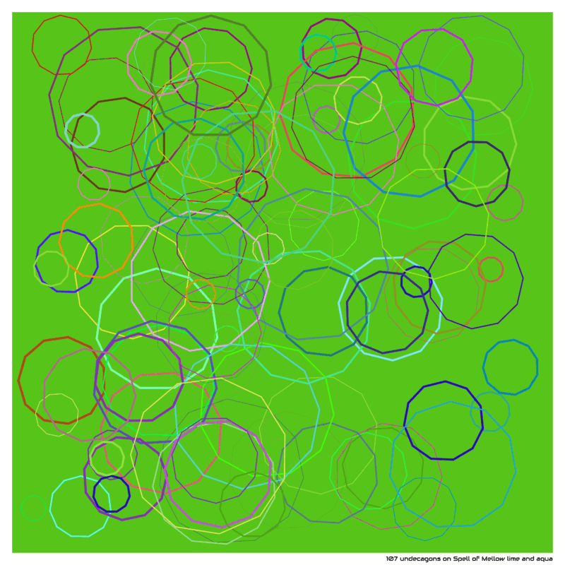 107 undecagons on Spell of Mellow lime and aqua