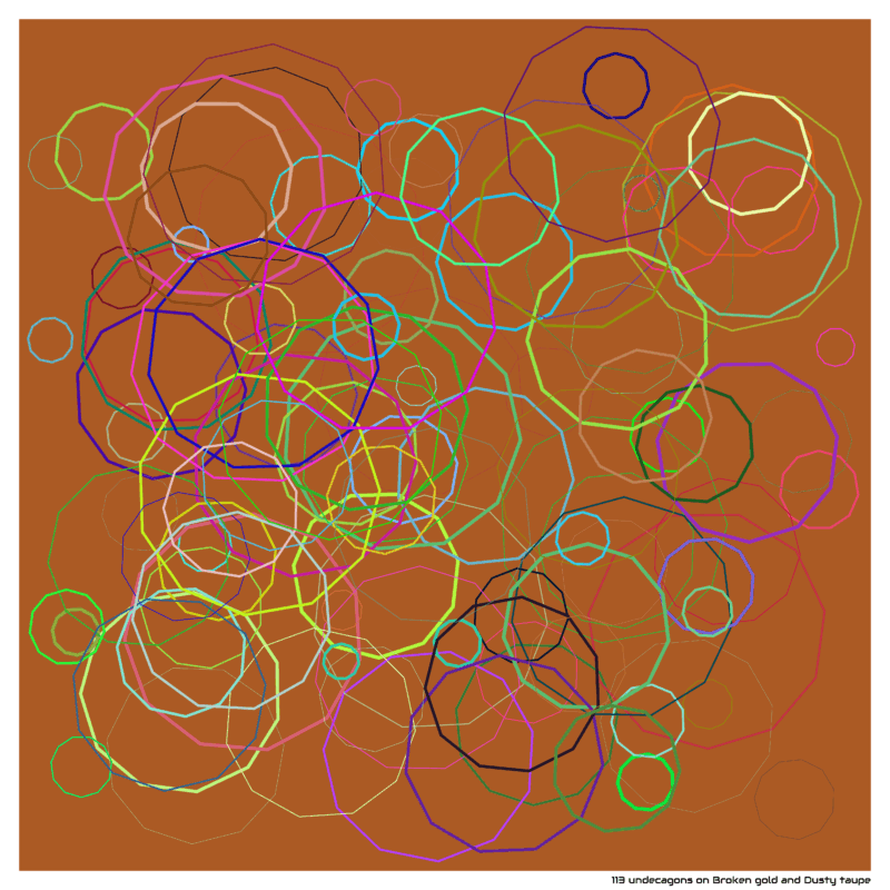 113 undecagons on Broken gold and Dusty taupe